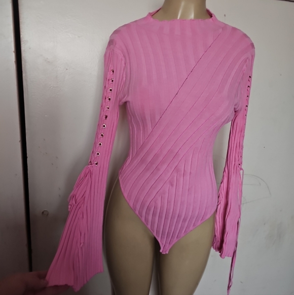 Fashion Nova Tops - Fashion Nova Vibrant Pink Ribbed Bodysuit